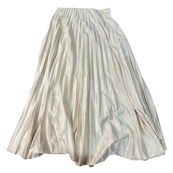 ZARA Women's Satin Effect Pleated Skirt Size XS In Oyster White - Picture 2 of 8